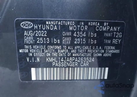 2023 Hyundai Sonata Sel из США, поврежденный, VIN KMHL14JA8PA263524